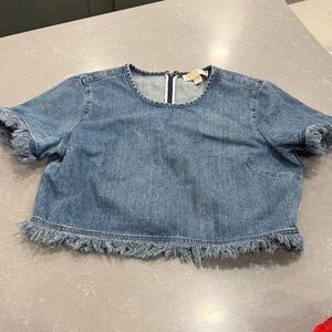 Michael Kors Blue Denim Crop Top 100% Cotton